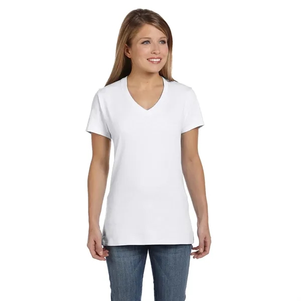 Hanes Ladies 4.5 oz.. 100% Ringspun Cotton V-Neck T-Shirt... from ASI 30208 A P Specialties / AP Specialties