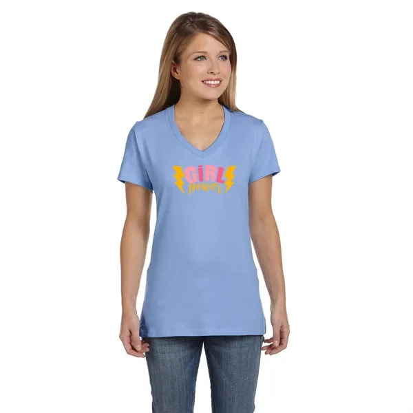 Hanes Ladies 4.5 oz.. 100% Ringspun Cotton V-Neck T-Shirt... from ASI 30208 A P Specialties / AP Specialties