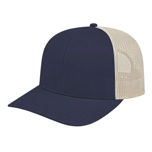 Medium profile six panel structured polyester and cotton blend cap with... from ASI 43792 Cap America Inc