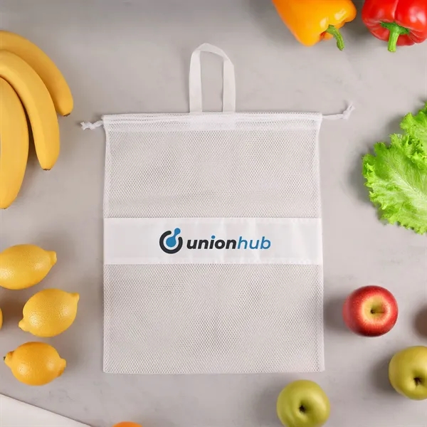 Reusable drawstring mesh produce bag with a webbed handle.... from ASI 61966 HPG / Beacon Promotions