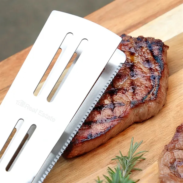 Dual stainless steel spatula/turner with bottle opener and beveled and serrated... from ASI 61966 HPG / Beacon Promotions