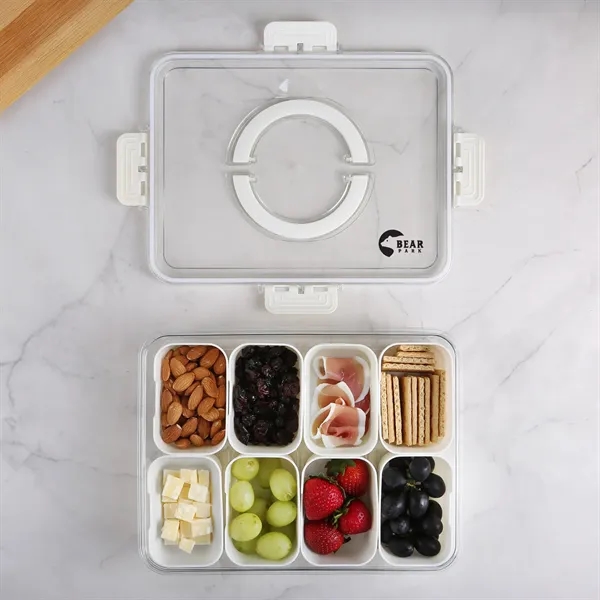 8-compartment portable snack tray with clear lid and handle.... from ASI 61966 HPG / Beacon Promotions