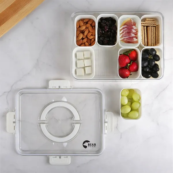 8-compartment portable snack tray with clear lid and handle.... from ASI 61966 HPG / Beacon Promotions