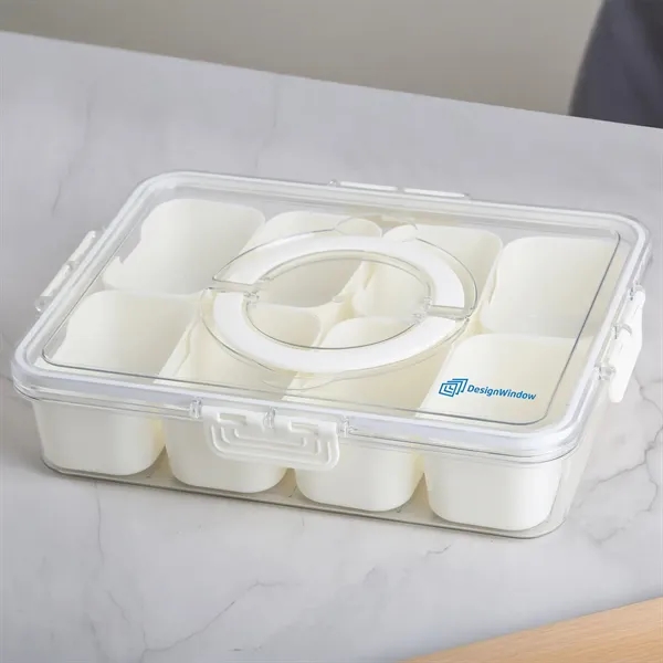 8-compartment portable snack tray with clear lid and handle.... from ASI 61966 HPG / Beacon Promotions