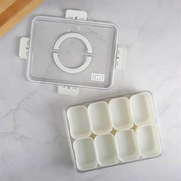 8-compartment portable snack tray with clear lid and handle.... from ASI 61966 HPG / Beacon Promotions