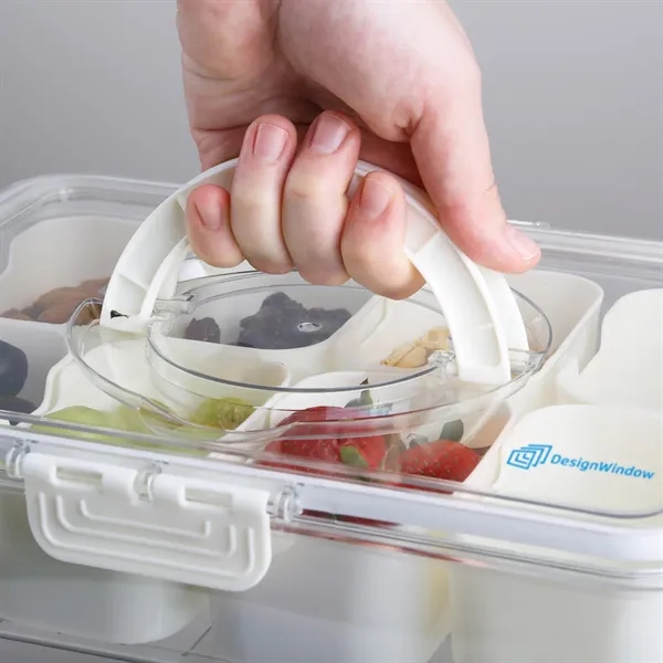 8-compartment portable snack tray with clear lid and handle.... from ASI 61966 HPG / Beacon Promotions