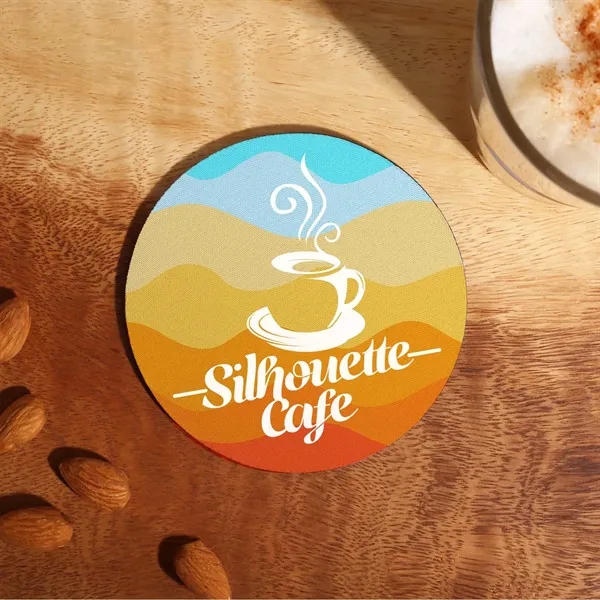 Round coaster made from recycled materials with a full color imprint.... from ASI 61966 HPG / Beacon Promotions