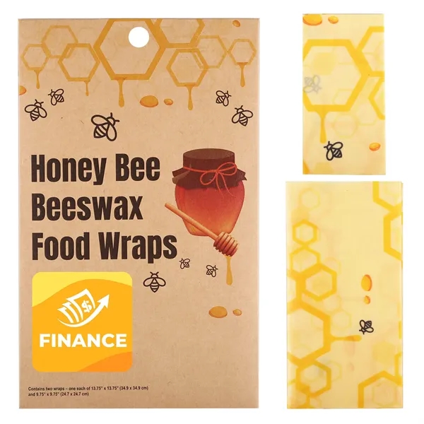 Two-pack of reusable beeswax food storage wraps in a kraft sleeve.... from ASI 61966 HPG / Beacon Promotions