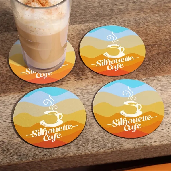 4-piece round coaster set with coasters made from recycled materials.... from ASI 61966 HPG / Beacon Promotions