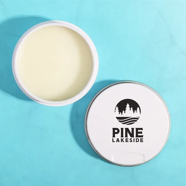 Press-to-open lip moisturizer tin with indentation on the lid.... from ASI 61966 HPG / Mixie