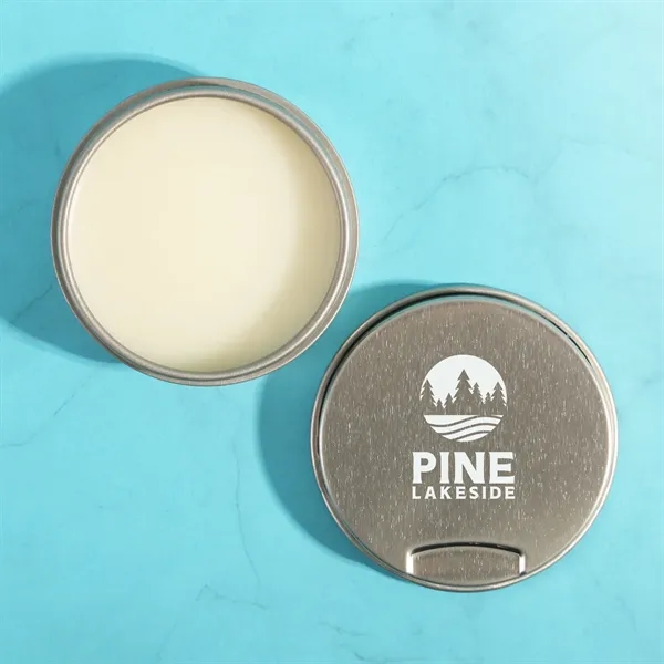 Press-to-open lip moisturizer tin with indentation on the lid.... from ASI 61966 HPG / Mixie