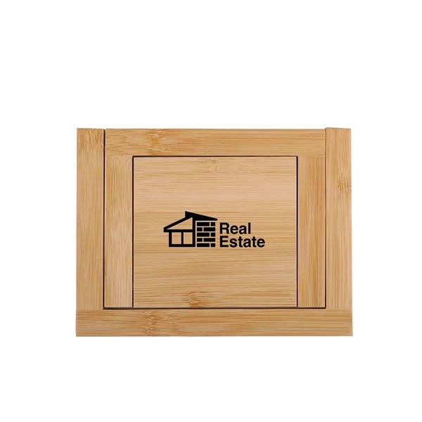 Bamboo kitchen trivet that doubles as a phone holder.... from ASI 61966 HPG / Beacon Promotions