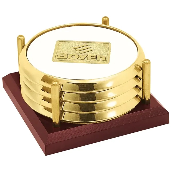 Four Coasters with Solid Cherry Tray... from ASI 40480 Koozie Group