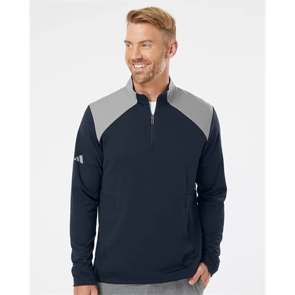 Adidas Textured Mixed Media Quarter-Zip Pullover... from ASI 84358 S&S Activewear