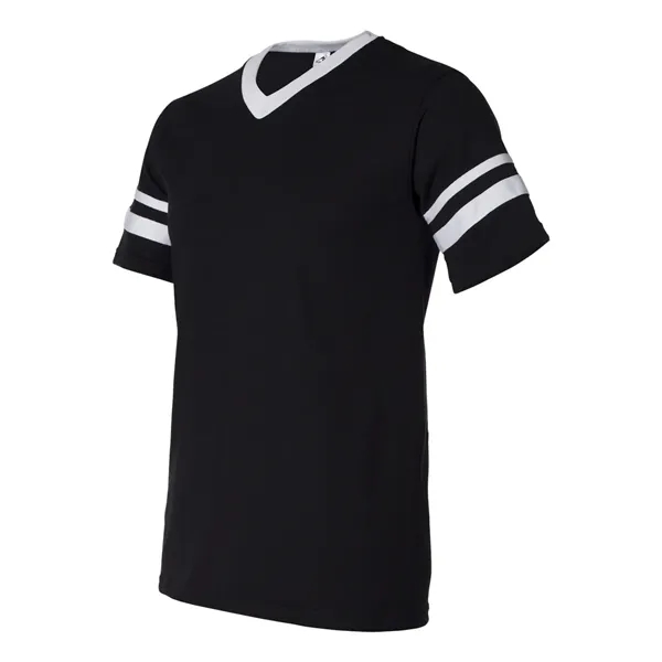 V-neck jersey with striped sleeves. Blank product.... from ASI 84358 S&S Activewear
