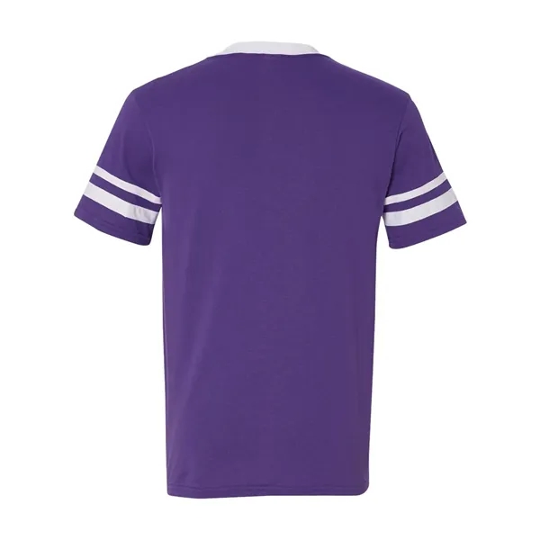 V-neck jersey with striped sleeves. Blank product.... from ASI 84358 S&S Activewear