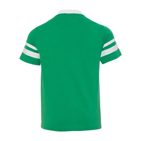 Youth V-neck jersey with striped sleeves featuring double-needle stitching and contrast... from ASI 84358 S&S Activewear