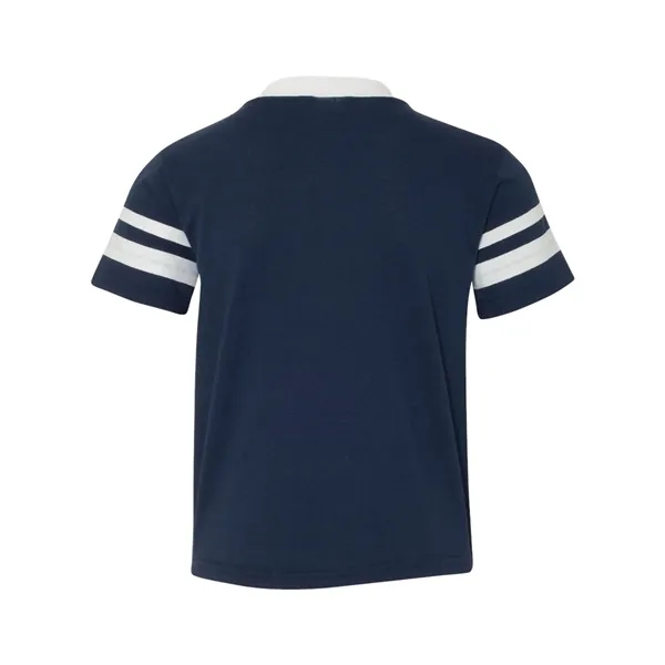 Youth V-neck jersey with striped sleeves featuring double-needle stitching and contrast... from ASI 84358 S&S Activewear
