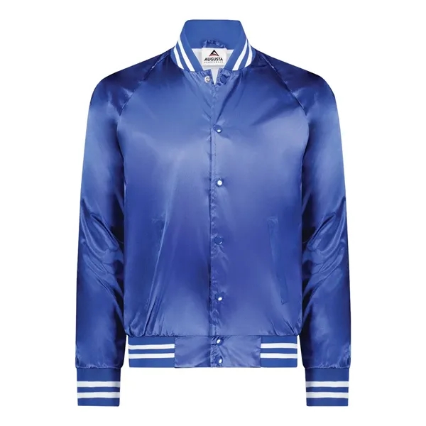 Satin Baseball Jacket Striped Trim... from ASI 84358 S&S Activewear