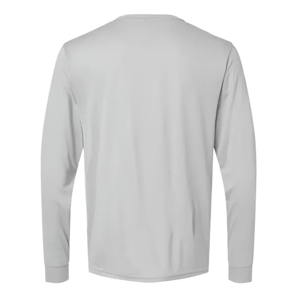 Performance long sleeve t-shirt with a self-fabric collar and cuffs. Blank... from ASI 84358 S&S Activewear