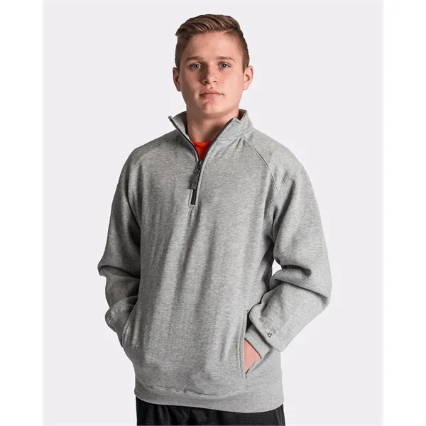Quarter-zip pullover made of ring-spun cotton/polyester fleece featuring a hidden tunnel... from ASI 84358 S&S Activewear