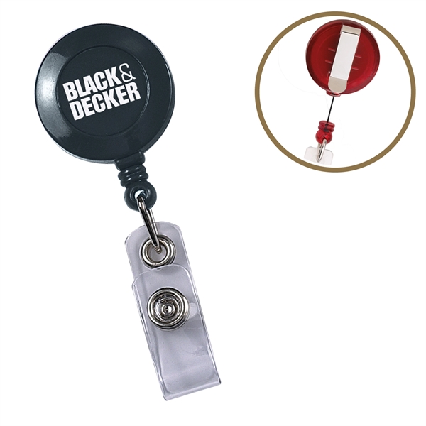 Retractable badge reel holder with 30" nylon cord, snap lock and... from ASI 52840 Evans Manufacturing
