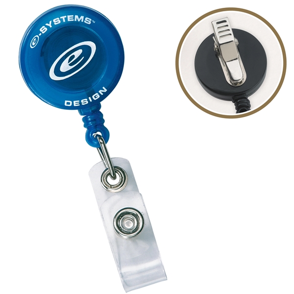Round retractable badge reel holder with 30" nylon retracting cord, snap... from ASI 52840 Evans Manufacturing