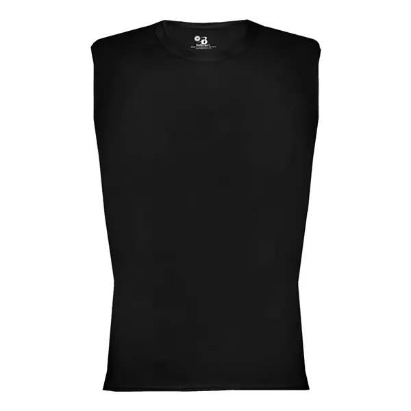Sleeveless compression tee with stretch body fit, self-fabric collar, and double-needle... from ASI 84358 S&S Activewear