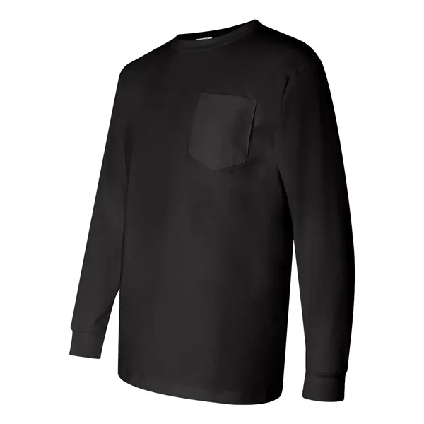 Adult pre-shrunk 100% cotton long sleeve t-shirt with a pocket, union... from ASI 84358 S&S Activewear
