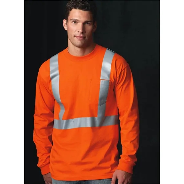 USA Made High Visibility Long Sleeve T-Shirt with Pocket... from ASI 84358 S&S Activewear