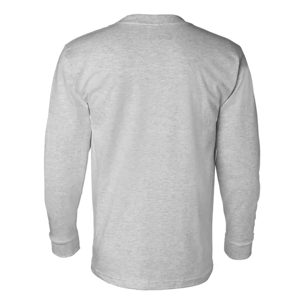 Adult USA made heavyweight 100% cotton long sleeve t-shirt with pocket.... from ASI 84358 S&S Activewear