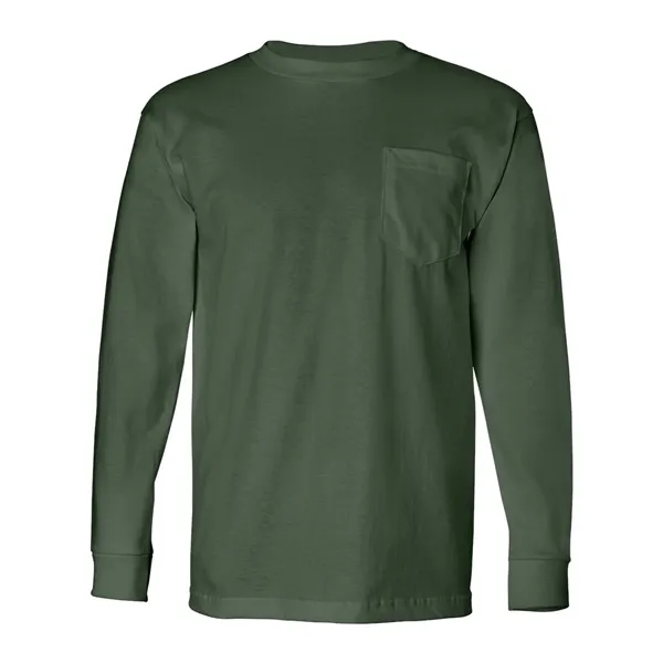 Adult USA made heavyweight 100% cotton long sleeve t-shirt with pocket.... from ASI 84358 S&S Activewear