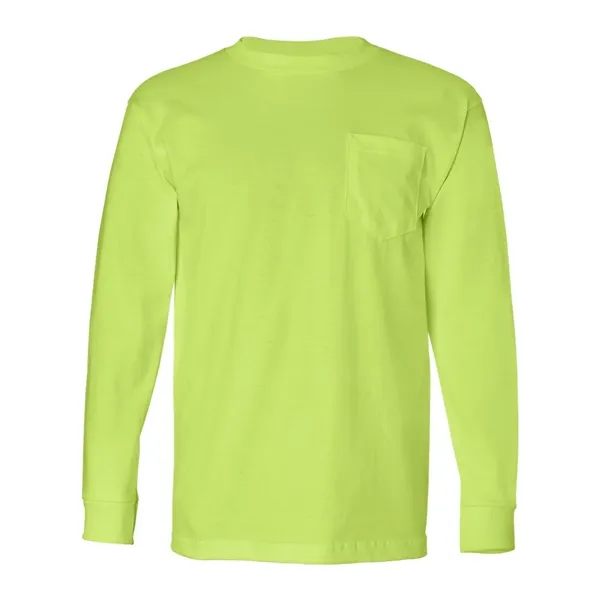 Adult USA made heavyweight 100% cotton long sleeve t-shirt with pocket.... from ASI 84358 S&S Activewear