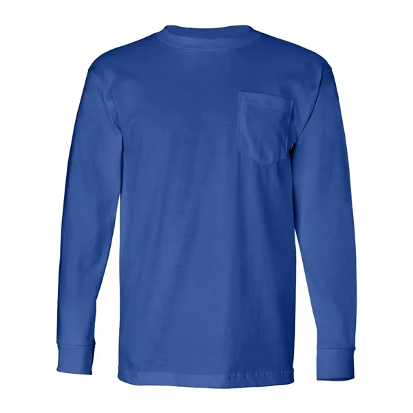 Adult USA made heavyweight 100% cotton long sleeve t-shirt with pocket.... from ASI 84358 S&S Activewear