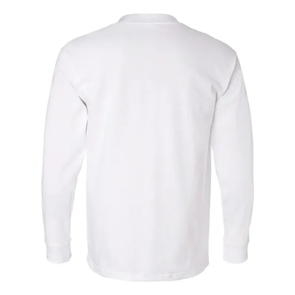 Adult USA made heavyweight 100% cotton long sleeve t-shirt with pocket.... from ASI 84358 S&S Activewear
