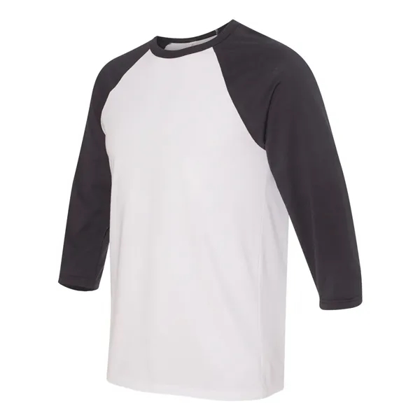 Unisex three-quarter sleeve baseball T-shirt with a retail fit, side seams,... from ASI 84358 S&S Activewear