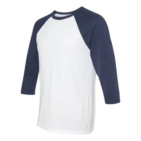 Unisex three-quarter sleeve baseball T-shirt with a retail fit, side seams,... from ASI 84358 S&S Activewear