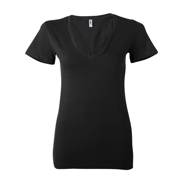 Women's jersey t-shirt with deep v-neck. Blank product.... from ASI 84358 S&S Activewear