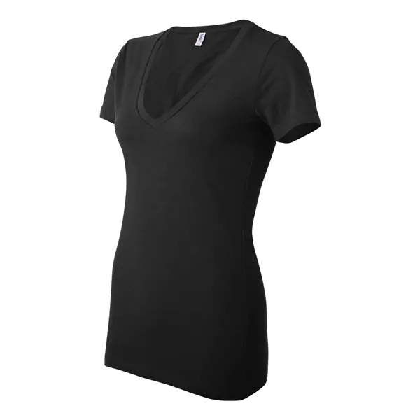 Women's jersey t-shirt with deep v-neck. Blank product.... from ASI 84358 S&S Activewear