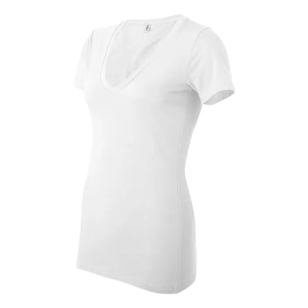 Women's jersey t-shirt with deep v-neck. Blank product.... from ASI 84358 S&S Activewear