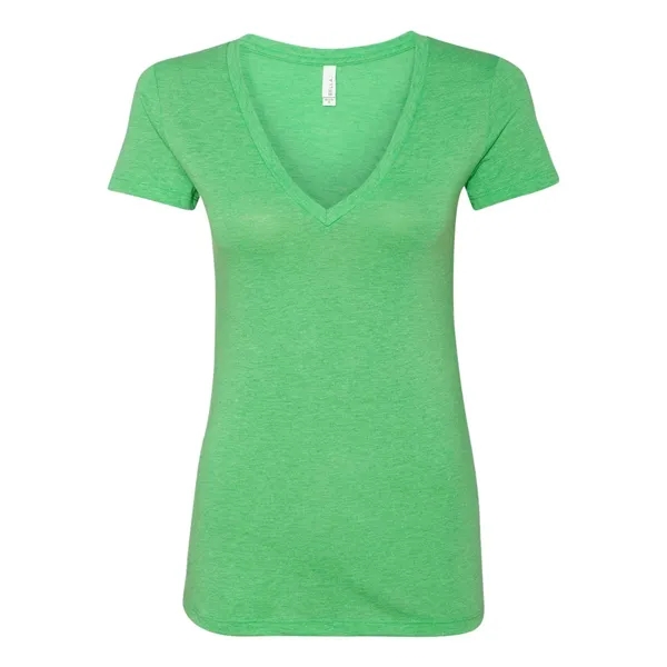 Women's triblend deep v-neck t-shirt with long and lean silhouette. Blank... from ASI 84358 S&S Activewear