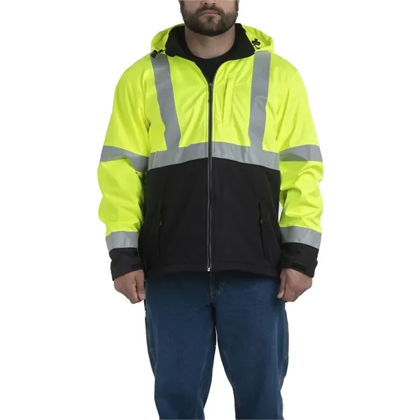 Berne Apparel Tall Hi-Vis Class 3 Hooded Soft Shell Jacket... from ASI 84358 S&S Activewear