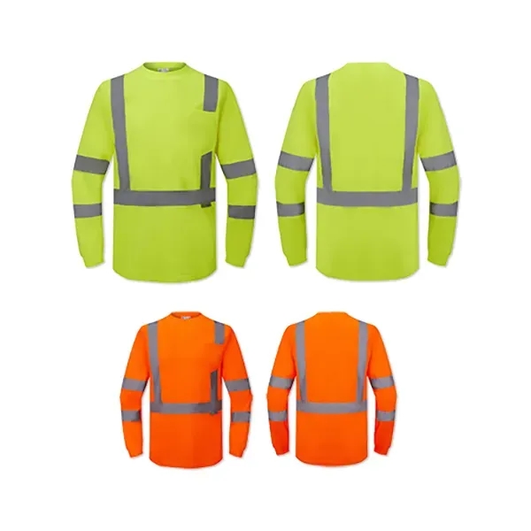 Safety t-shirt with long sleeves, left chest pocket, and reflective stripes.... from ASI 98360 WOWLine