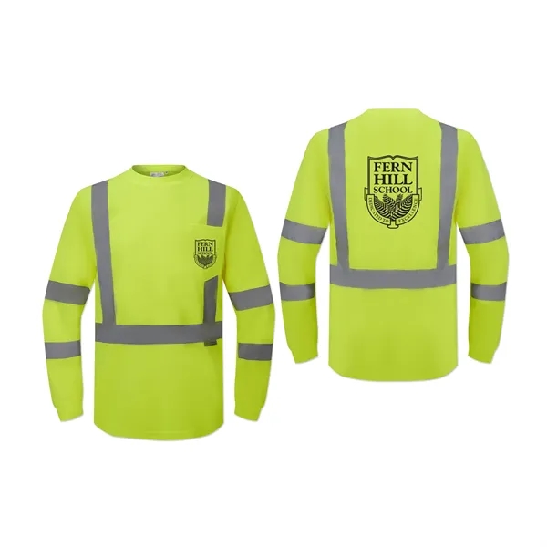 Safety t-shirt with long sleeves, left chest pocket, and reflective stripes.... from ASI 98360 WOWLine