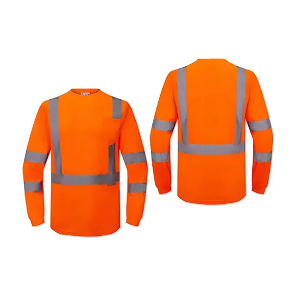 Safety t-shirt with long sleeves, left chest pocket, and reflective stripes.... from ASI 98360 WOWLine