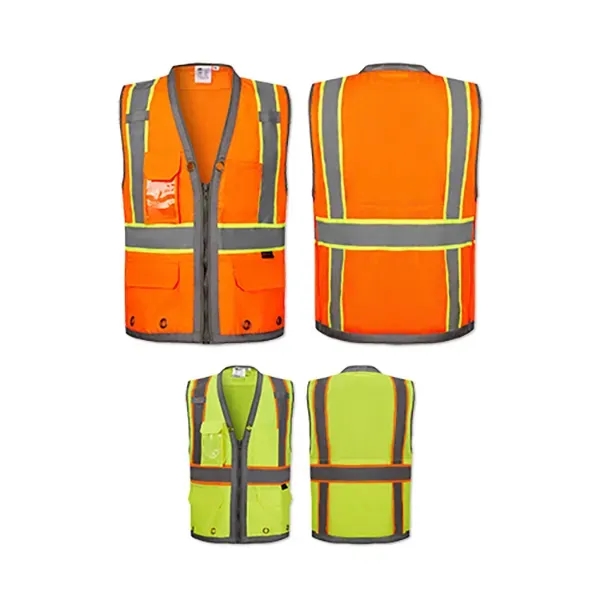 Surveyor's vest with a tablet pocket, reflective tape, and front zipper... from ASI 98360 WOWLine
