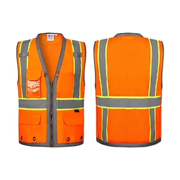 Surveyor's vest with a tablet pocket, reflective tape, and front zipper... from ASI 98360 WOWLine