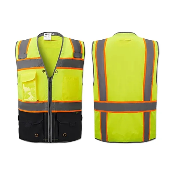 Safety vest with mic tabs, pockets, zipper closure and reflective tape.... from ASI 98360 WOWLine