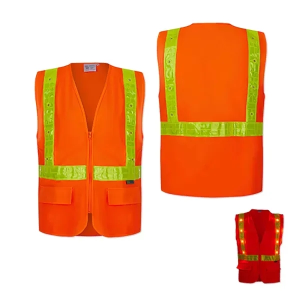 Safety vest with LED lights, reflective tape, and battery pack.... from ASI 98360 WOWLine