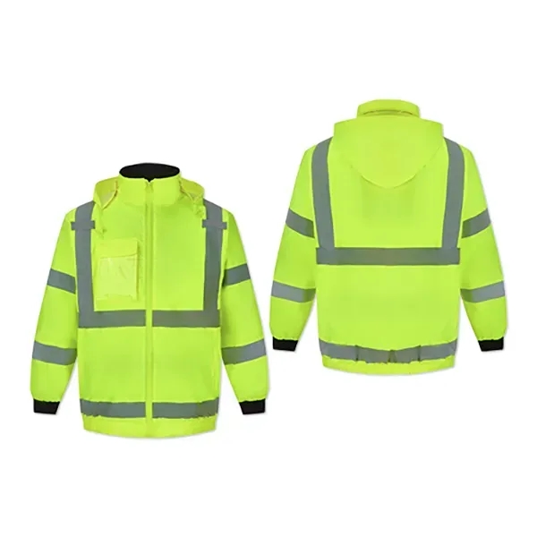 Safety jacket with water resistance, wind resistance, hood, badge holder, mic... from ASI 98360 WOWLine